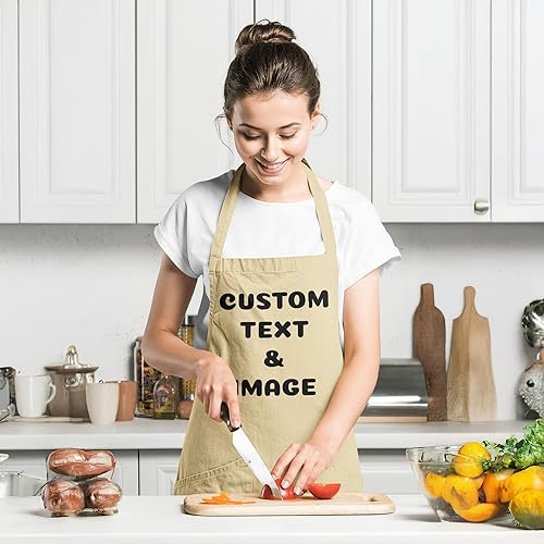 Miniatura 4 de ROKO CLOTHING Delantal de chef personalizado, diseño personalizado, delantal de cocina con dos bolsillos y correa ajustable para mujeres y hombres