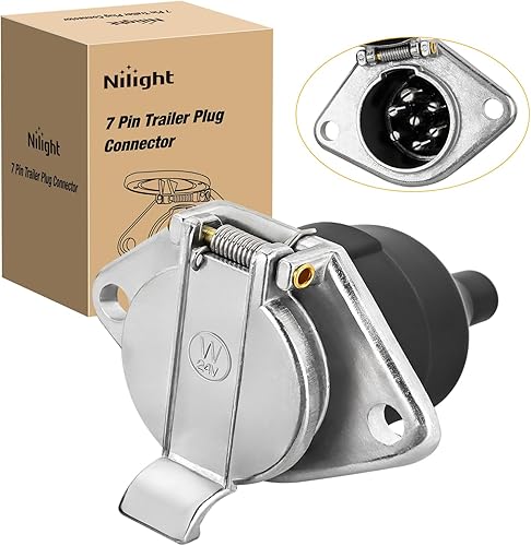 Miniatura 66 de Nilight Enchufe de remolque RV de 7 pines, extremo macho resistente, 7 vías redondo, receptáculo de empalme, accesorios de repuesto para enganche