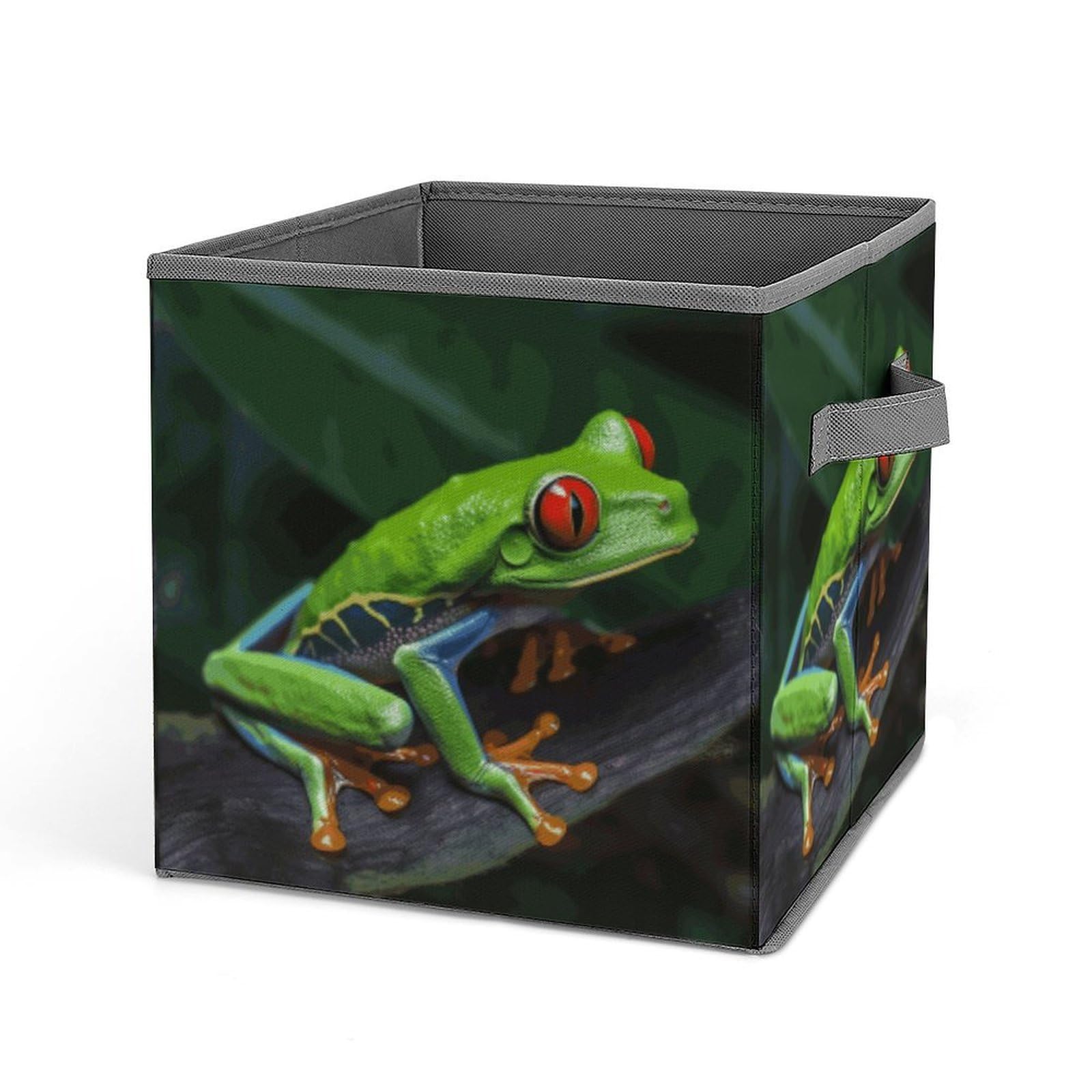 VstaDank Red Eyed Tree Frog Storage Bin Collapsible Storage Cubes Organizer Oxford Cloth Storage Box with Dual Handles Large Stackable Closet Storage Bins for Sheets Hat Sweater