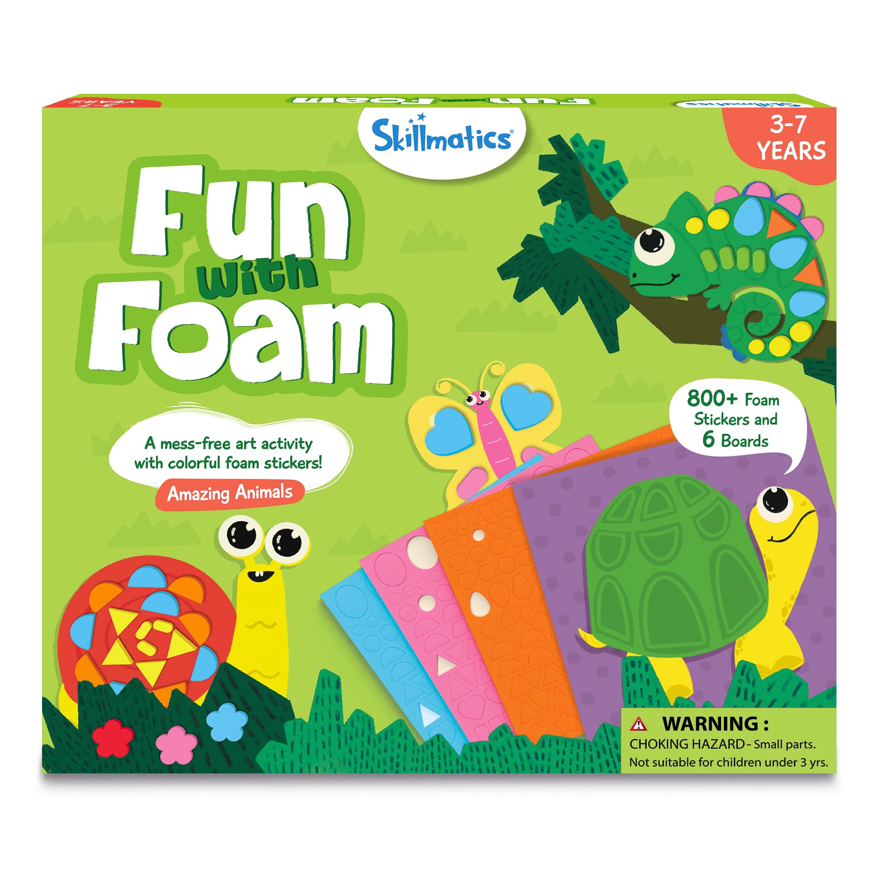 Skillmatics Sticker Art Activity - Animals, Mess-Free Fun for Kids, 800+ 3D Foam Stickers, Craft Kits, DIY Scrapbooking Activity, Gifts for Boys & Girls Ages 3, 4, 5, 6, 7