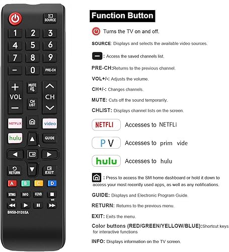 Vista 2 de Mando a distancia universal para todos los modelos Samsung TV remoto compatible con todos los modelos Samsung LCD LED HDTV 3D Smart TV