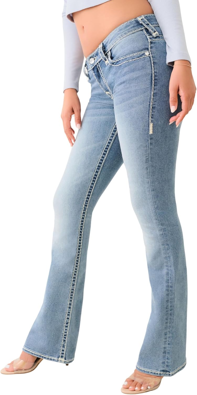True Religion Women's Crystal Becca Low Rise Boot Jeans- Super T Stitching - Image 3