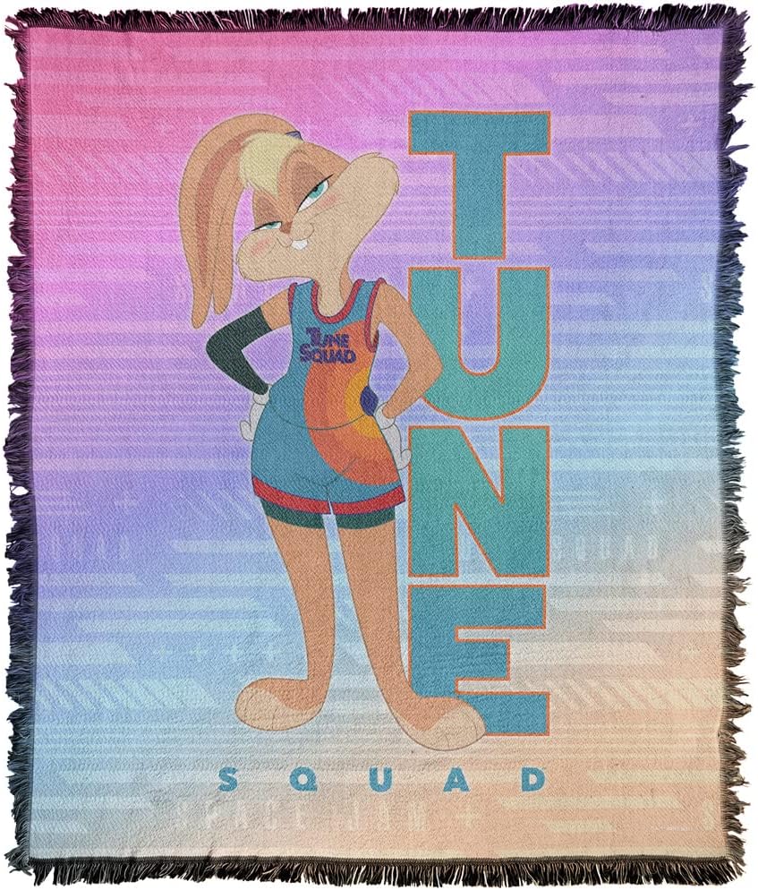 LOGOVISION Looney Tunes Blanket, 50"x60" Bugs Bunny Character Woven Tapestry Cotton Blend Fringed Throw