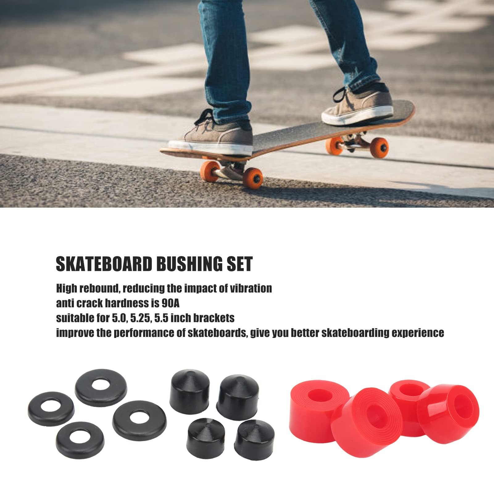 Juego de Amortiguación de Buje de Tabla de Skate, Pieza de Repuesto de PU 90a