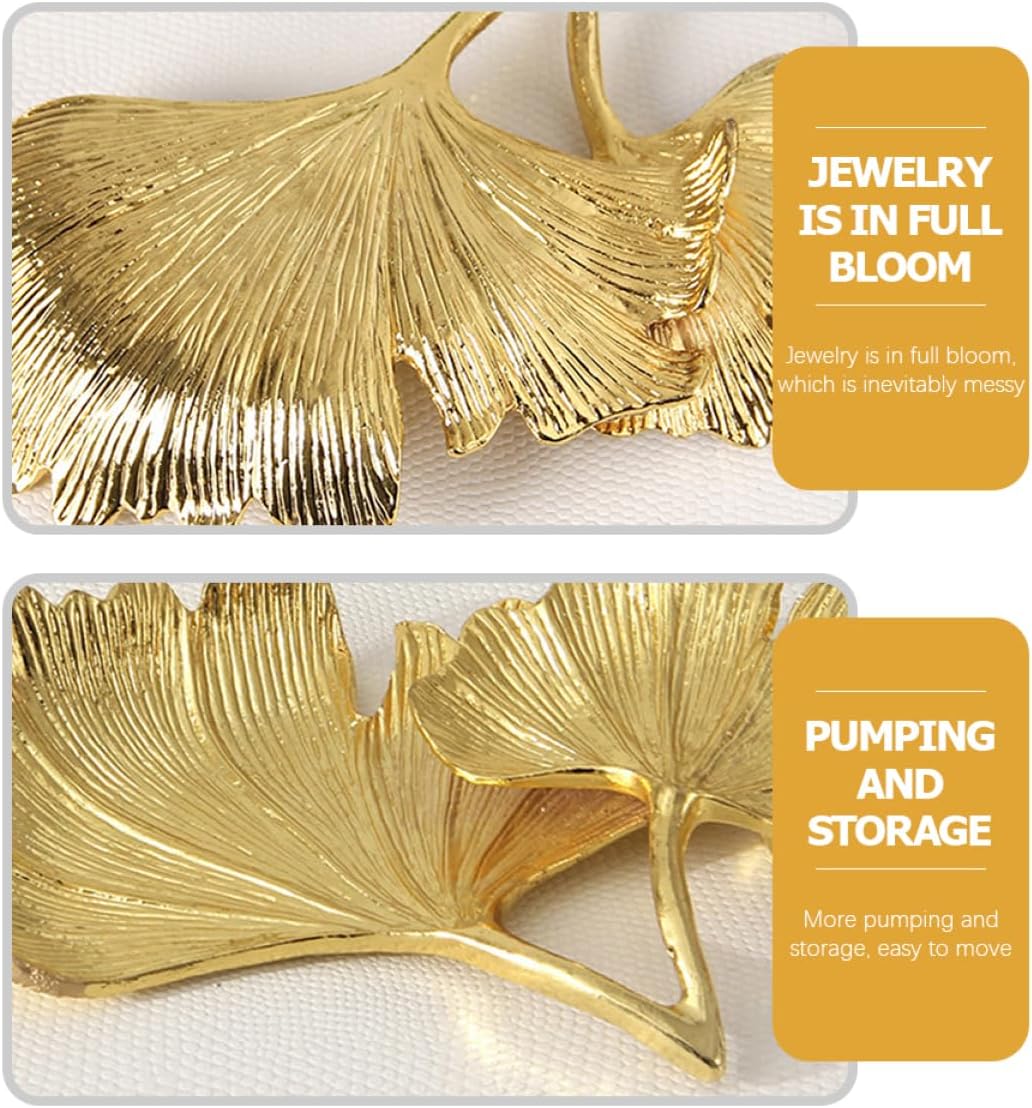 LIFKOME Ginkgo Leaf Decorative Jewelry Organizer Tray Elegant Trinket Dish for Rings Earrings Accessories Storage for Home Office Decor