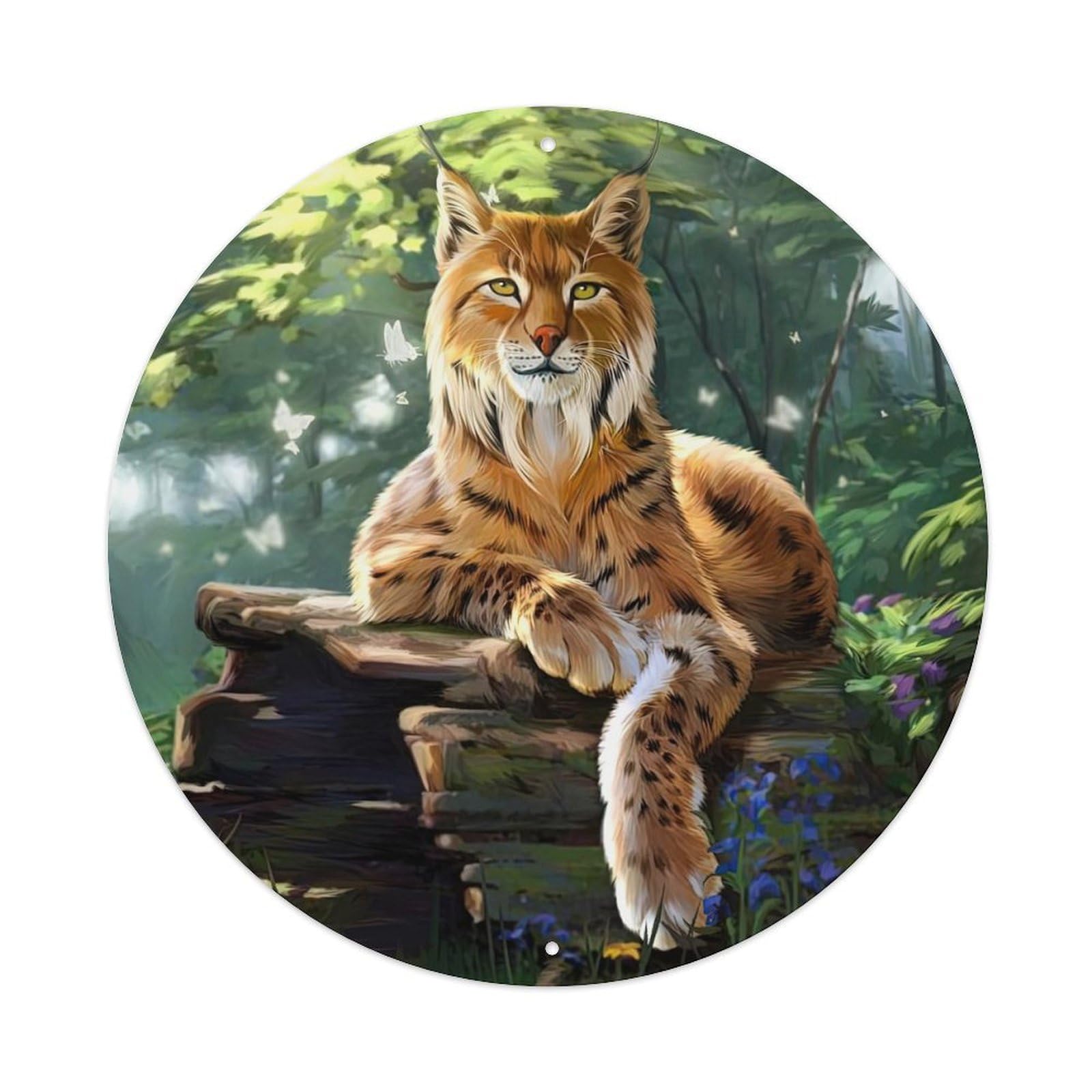 Grassland Animals Artwork Lynx Vintage Metal Tin Sign Plaque Wall Decor for Cafe, Club Bar, Office, Garden Metal Poster 8x8Inch