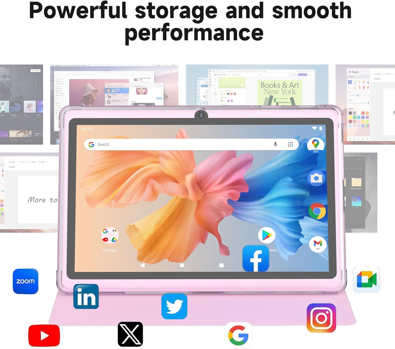 Tablet 7Inch Android 14.0 with Protective Case,8GBRAM（3GB+5GB expend）+ 32GB ROM, IPS Screen, Dual Camera, Bluetooth 5.0 2.4G+5G WiFi ;3000mah Battery Tab (Pink