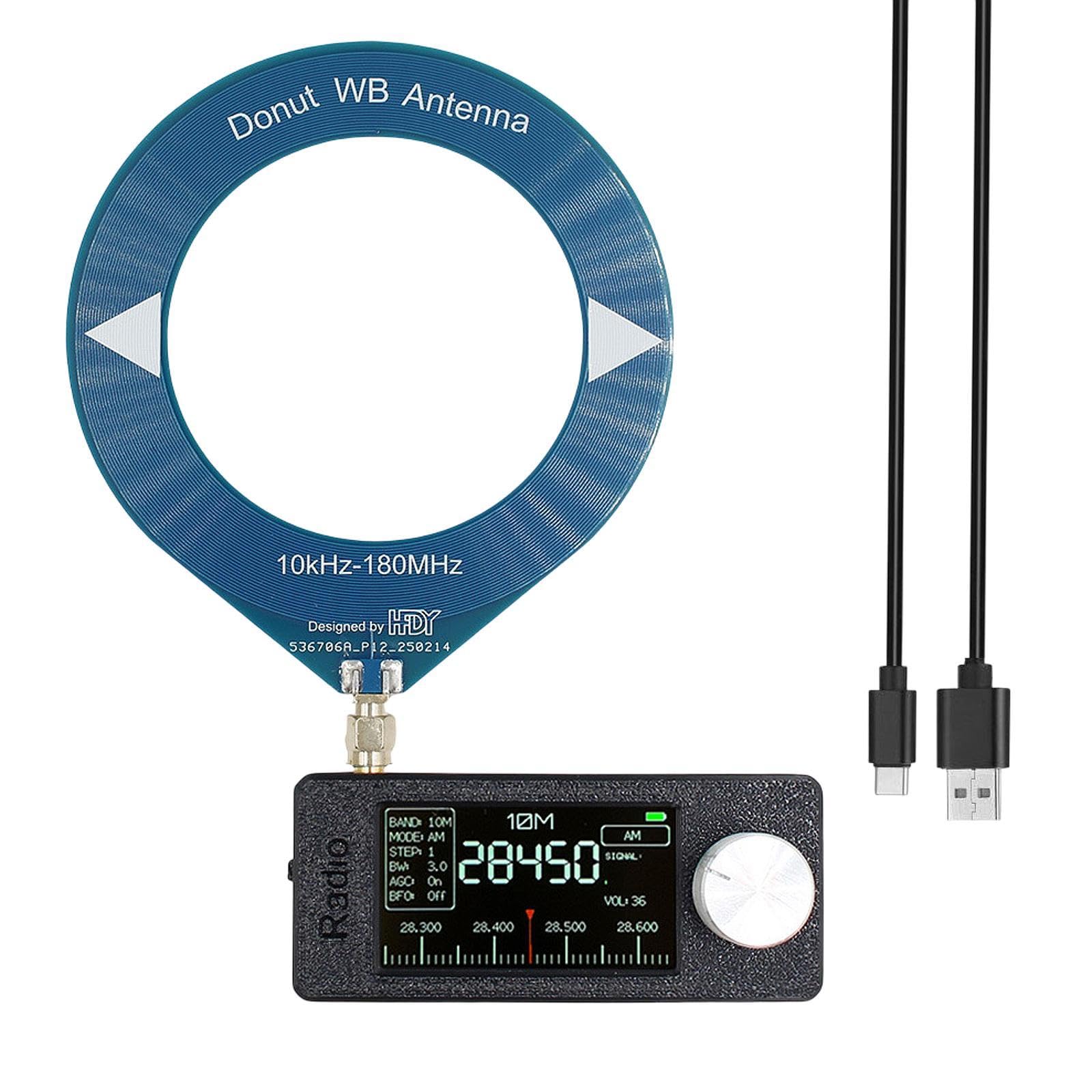 Mini Radio Portátil con Pantalla de 1.9 Pulgadas Receptor de Bolsillo Antena de Bucle Chip DSP Multifuncional Adecuado para Viajes Pesca Picnic Oficin, Azul Negro