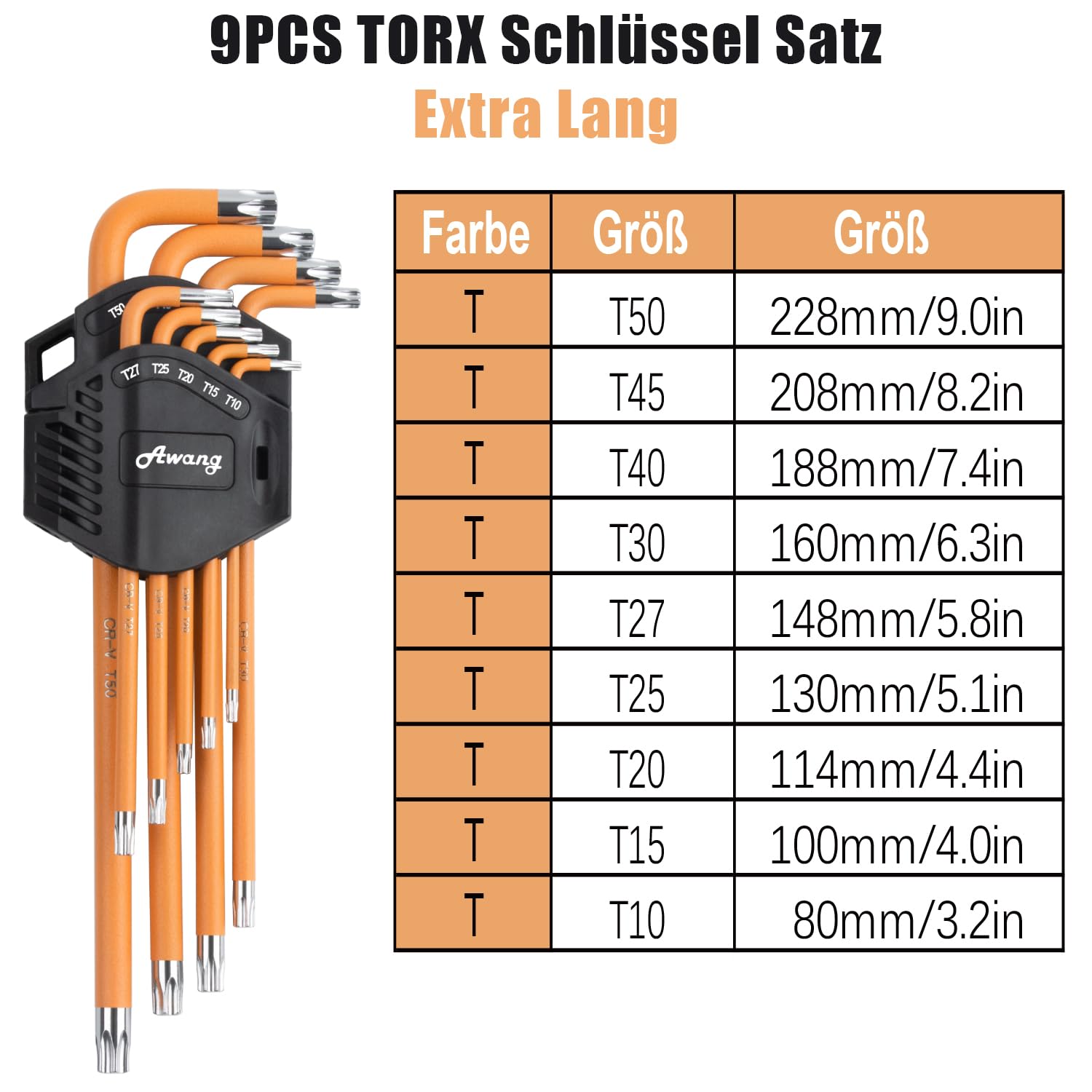 S&ap;R Innensechskantschlüssel Satz HX It Kugelkopf, 9-tlg 1,27 Bis 10