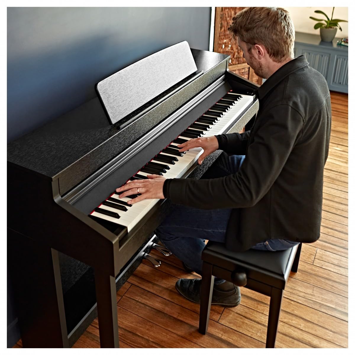 G4M Sonori Upright-Digitalpiano, niedrig, Mattschwarz | Kraftvolle Klangmaschine mit XLN-Audio-Addictive-Keys-Samples, Touchscreen-Interface, Echte Hammermechanik, Satin Schwarz