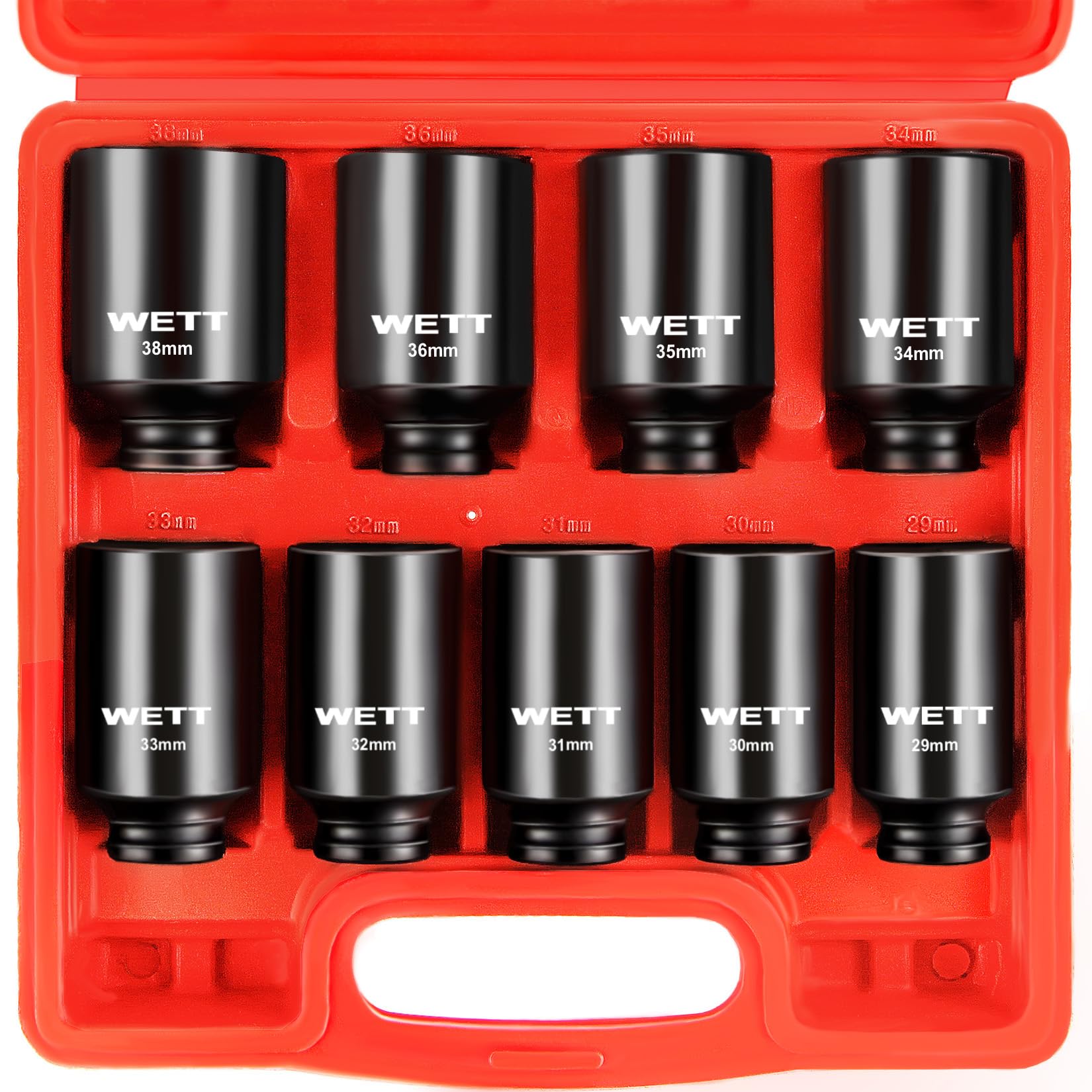 WETT 9-Piece 1/2 Drive Deep Large Impact Socket Set