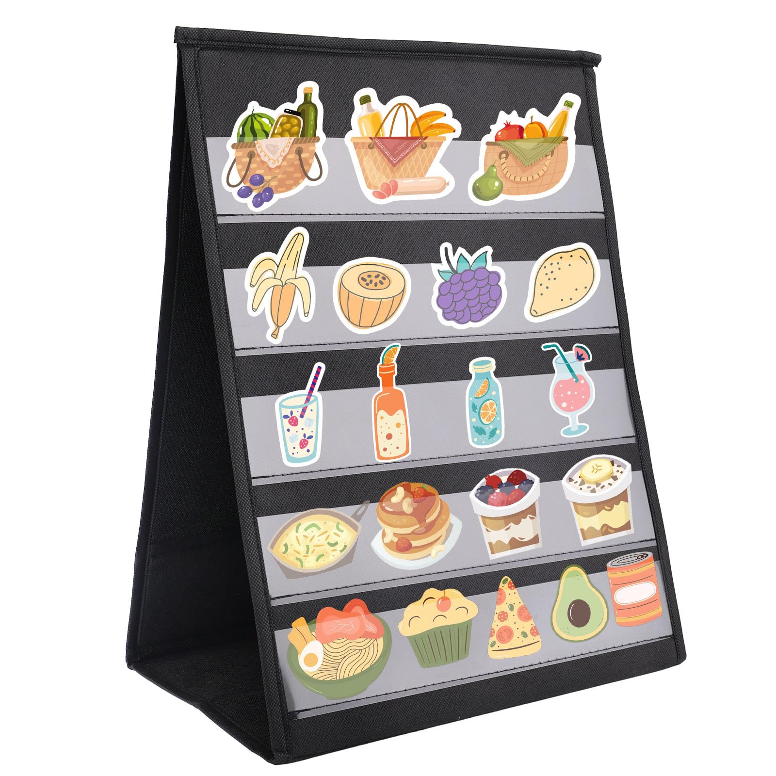 Expositor Portátil de Pegatinas, Tabla Bolsillo Plegable Sobremesa con Bolsillos Transparentes Organizador 5 Niveles de Doble Cara Soporte para Pegatinas Tarjetas & Pequeños Coleccionables