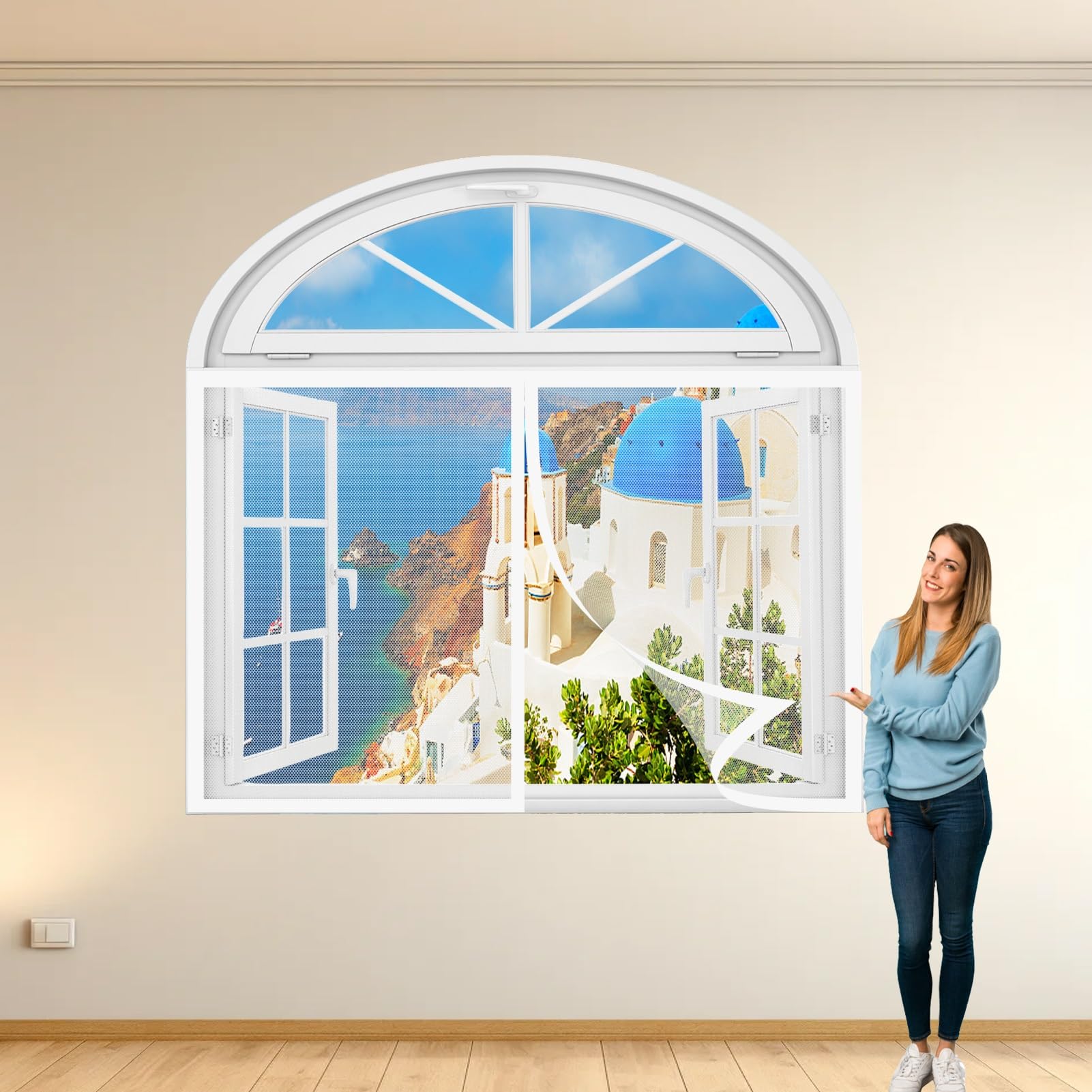 Fly Screens for Windows 146 x 188 cm Keep Fly/Mosquito Out Insect Mesh Mosquito Net Window Excellent Airflow for Windows, White