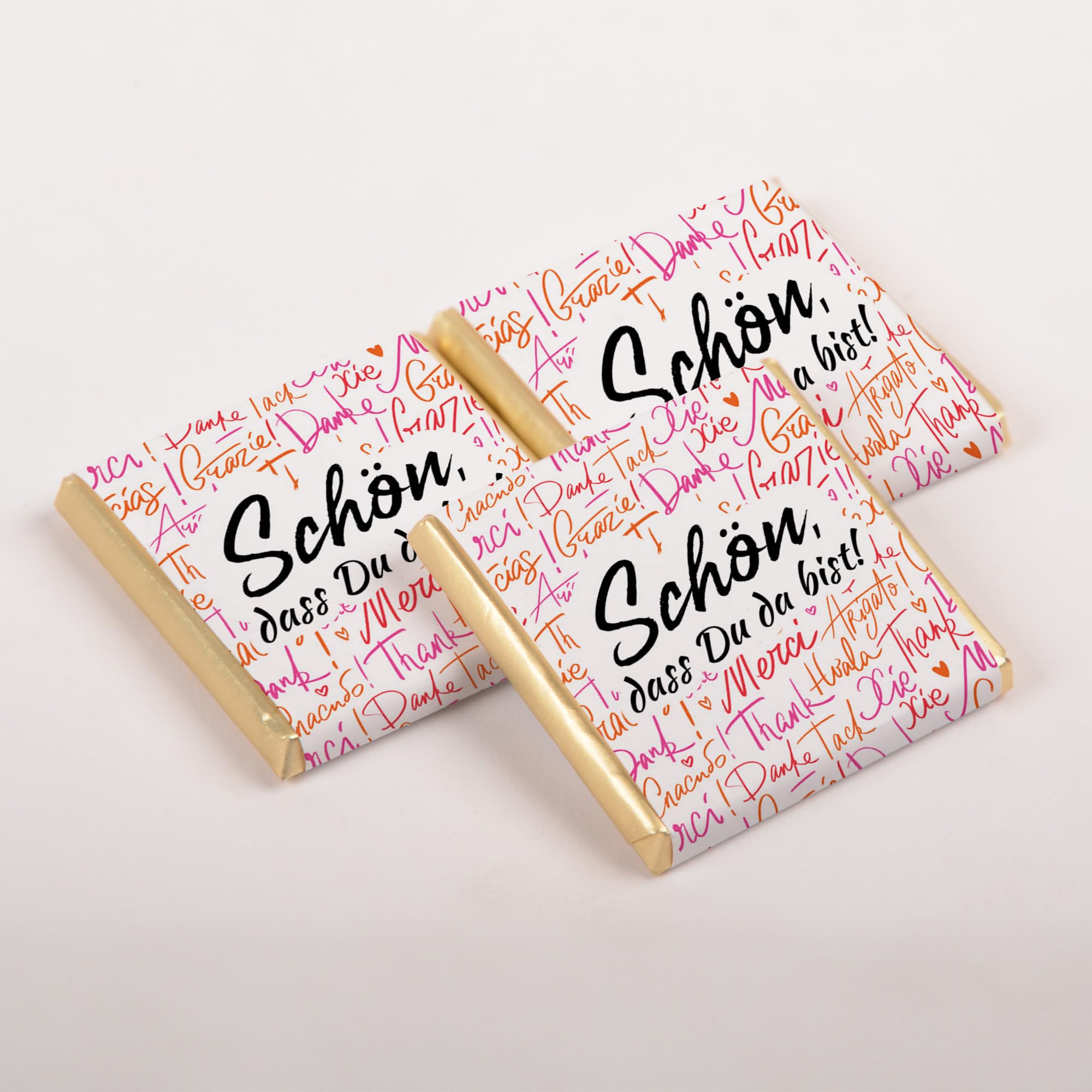 145 Stück Danke Schokolade "Schön, dass du da bist“ – Mini Milchschokolade Gastgeschenk für Gäste – Perfekt für Events, Feiern & besondere Anlässe