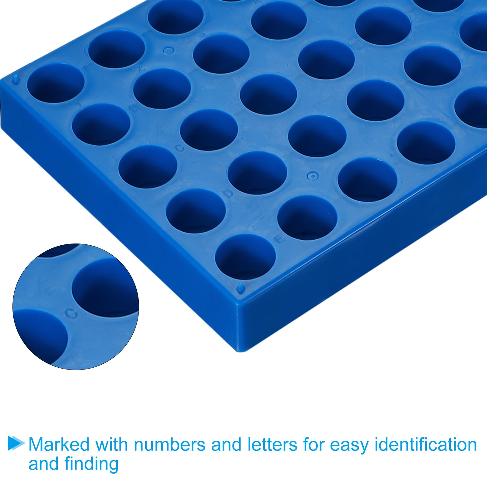 PATIKIL Estante de viales para viales de muestreador automático de 10 ml, paquete de 3 soportes para bandejas de viales apilables de 40 pocillos para tubos de microcentrífuga, color azul