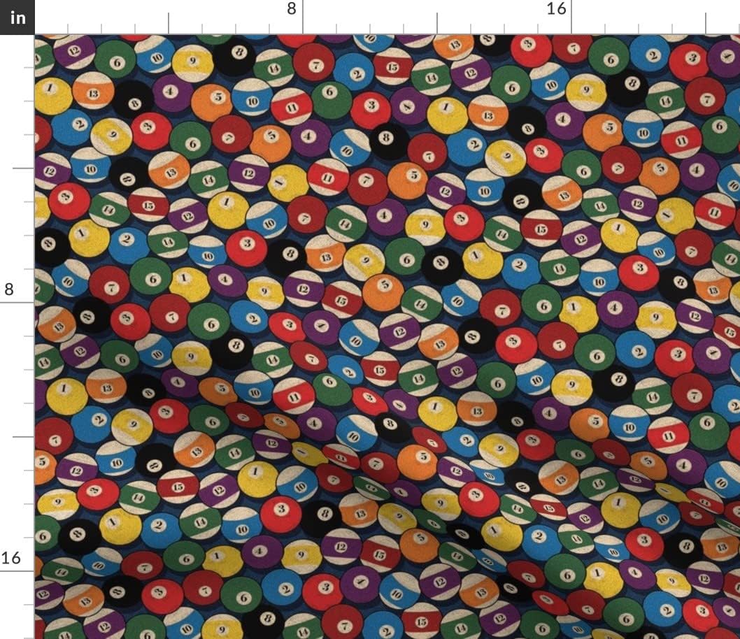 Spoonflower Fabric - Game Room Casino Pool Ball Printed on Petal Signature Cotton Fabric by The Yard - Sewing Quilting Apparel Crafts Decor
