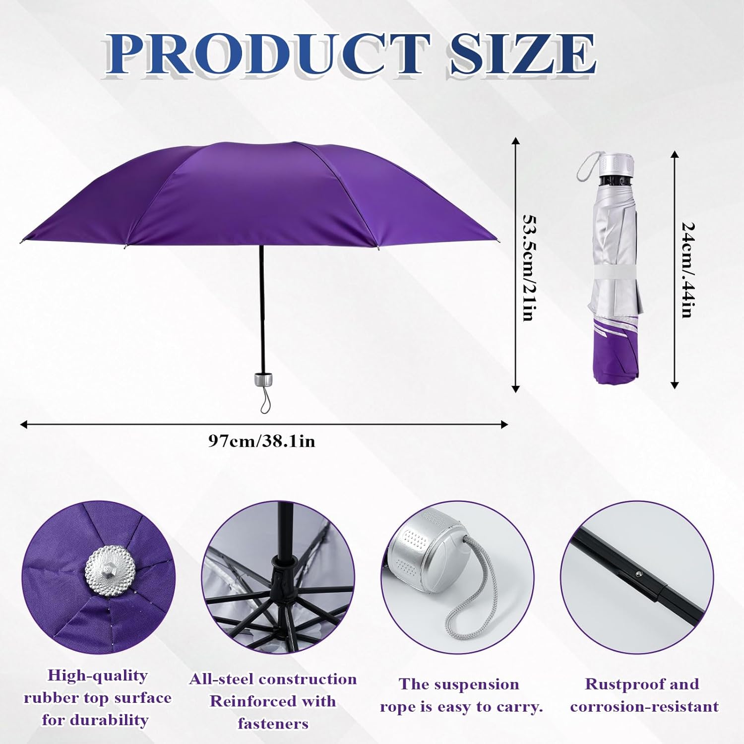 Folding Umbrellas Bulk, Colorful Rain & Sun Portable bulk umbrellas, Windproof Travel Umbrella Pack for Women Men Teens - Image 2