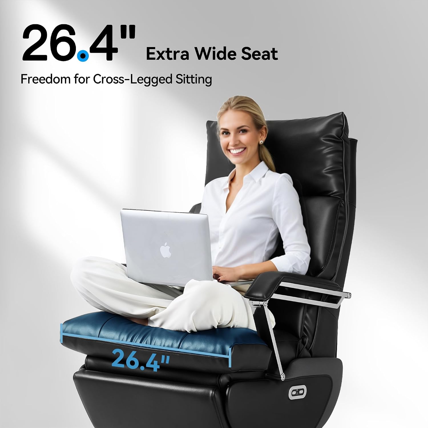 OKUP® M80 Dual Motor Electric Executive Office Chair with Footrest, Comfortable Reclining Office Chair Wide Seat, Big and Tall Ergonomic Leather Home Office Desk Chair (Black,No Massage)