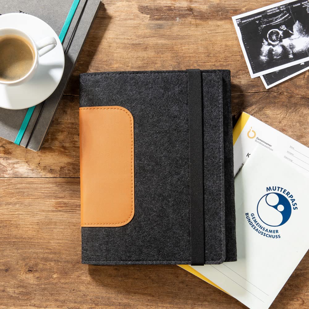 Protège Carnet De Santé Luxdag Mom's Organiseur A5 Avec Fermeture éclair En Feutre (couleur Et Motif Au Choix) - Étui Pour Carnet De Maternité, Carnet De Santé, échographies Et Carnet De Vaccination
