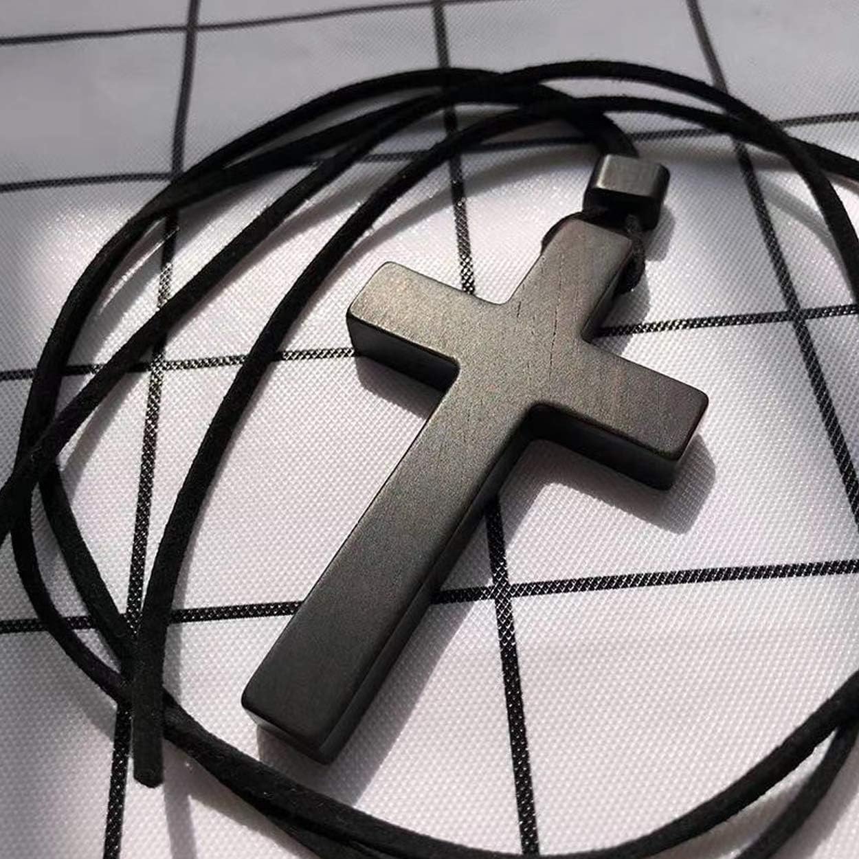 Natural Wooden Cross Pendant Necklaces for Women Men Sandalwood Handcrafted Gift Wood Hang from Car Rearview Mirror Pendant Vehicle Decoration - Image 5