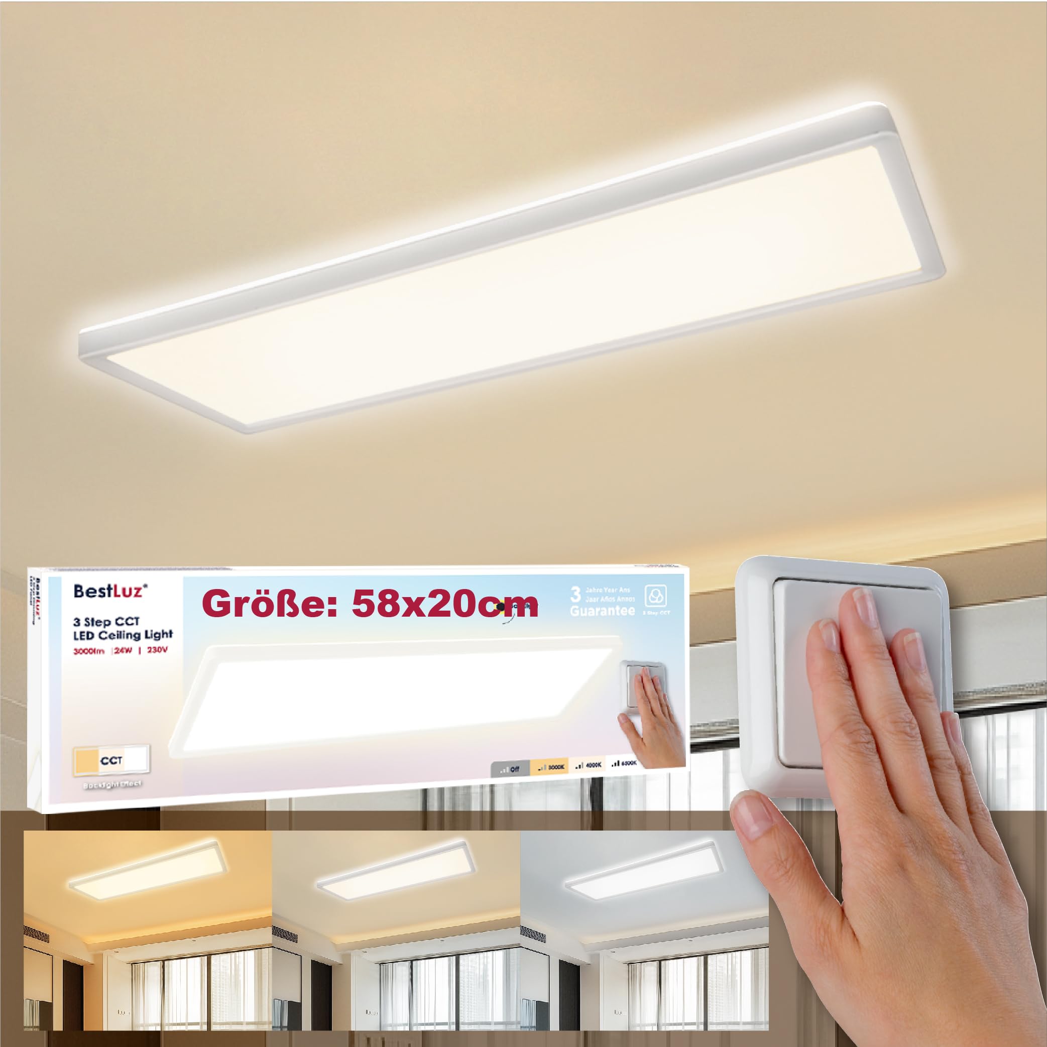 Lampada Da Soffitto LED 42x42 Cm RGBW Con Telecomando: Pannello Sottile 24W Per Bagno (IP44), Soggiorno E Cucina