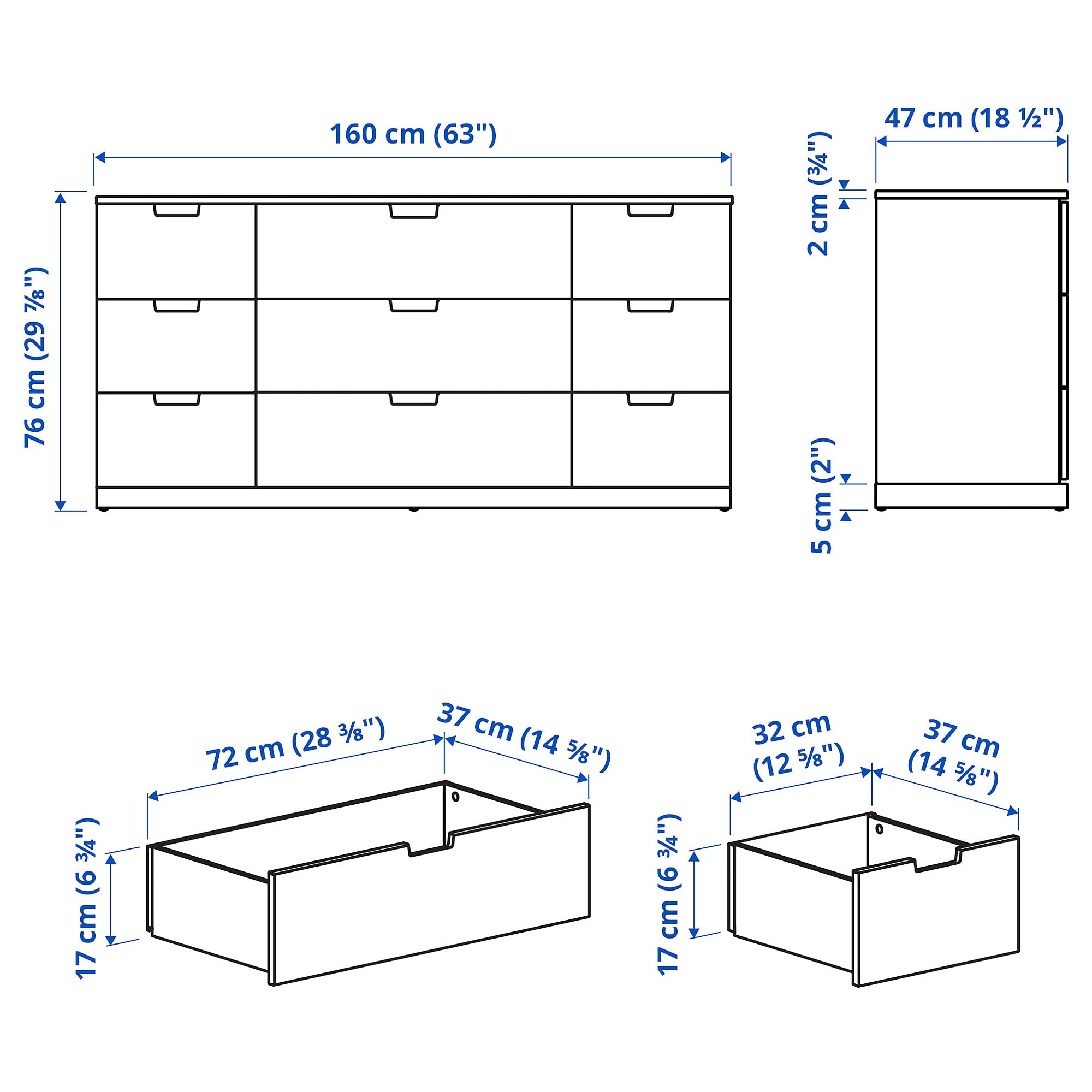 Amazon｜IKEA NORDLI チェスト 9段 160x76cm ホワイト｜チェスト