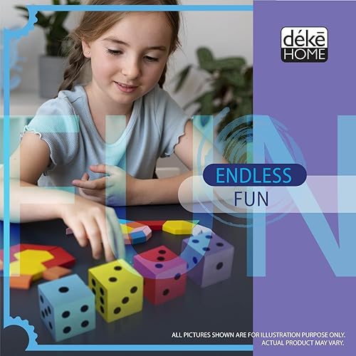 Vista 5 de Deke Home - Juego de dados de espuma (paquete de 4), dados grandes para aula y escuela en casa, varios colores brillantes, grandes de 1.96 pulgadas