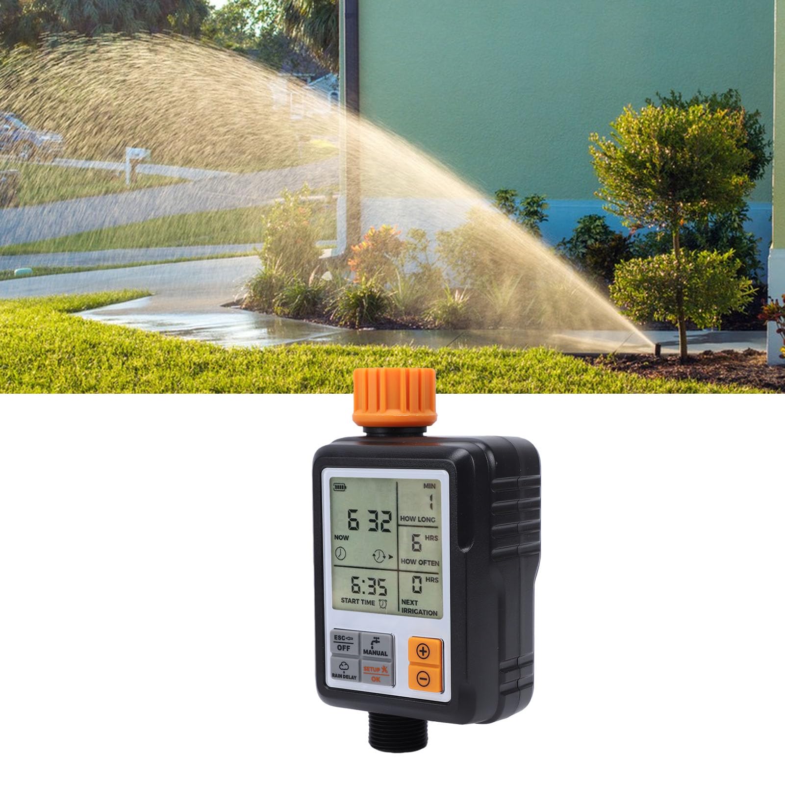 Aramox Temporizador de Riego, Temporizador de Aspersor Programable ABS con Pantalla Grande, Protección IP55, Horario Personalizado y Uso de Baja Energía para Usuarios de Invernaderos de Jardín