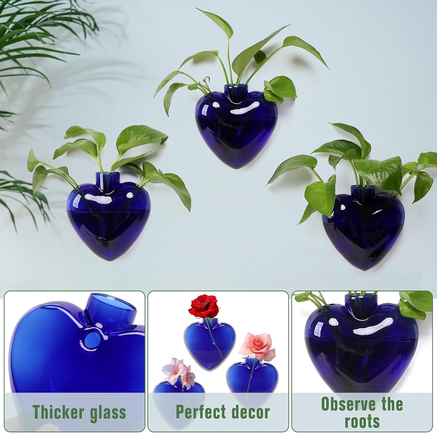Wall Hanging Planter Propagation Station for Indoor Plants Glass Vase Air Plant Holder Gift for Women Girlfriend Plant Lover