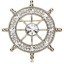 Ships Wheel Brooch Pin Rhinestone MenS Brooch Vintage Mens Brooches for Women Cool Badge Lapel Pins Jewelry Accessory Decor