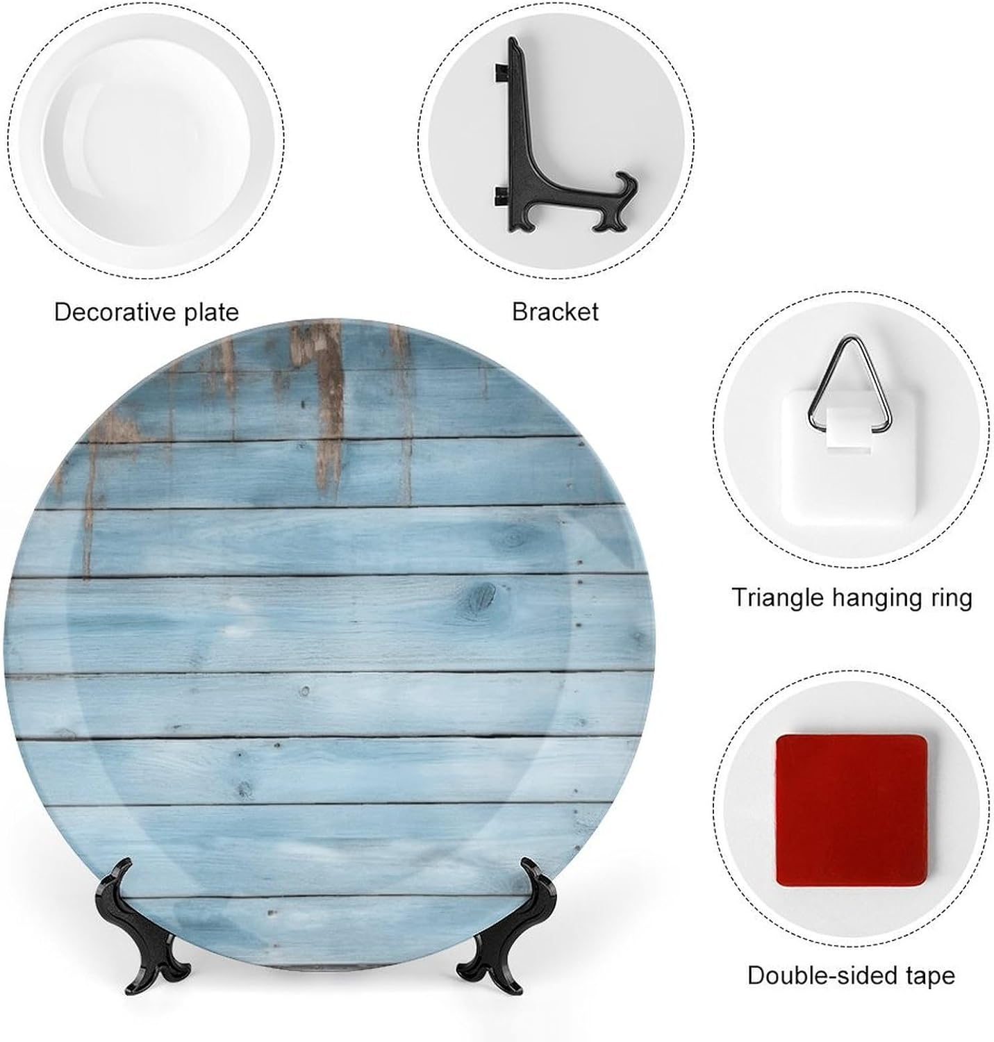 Blue Wood Ceramic Decorative Plate, Bone China Plates image 3