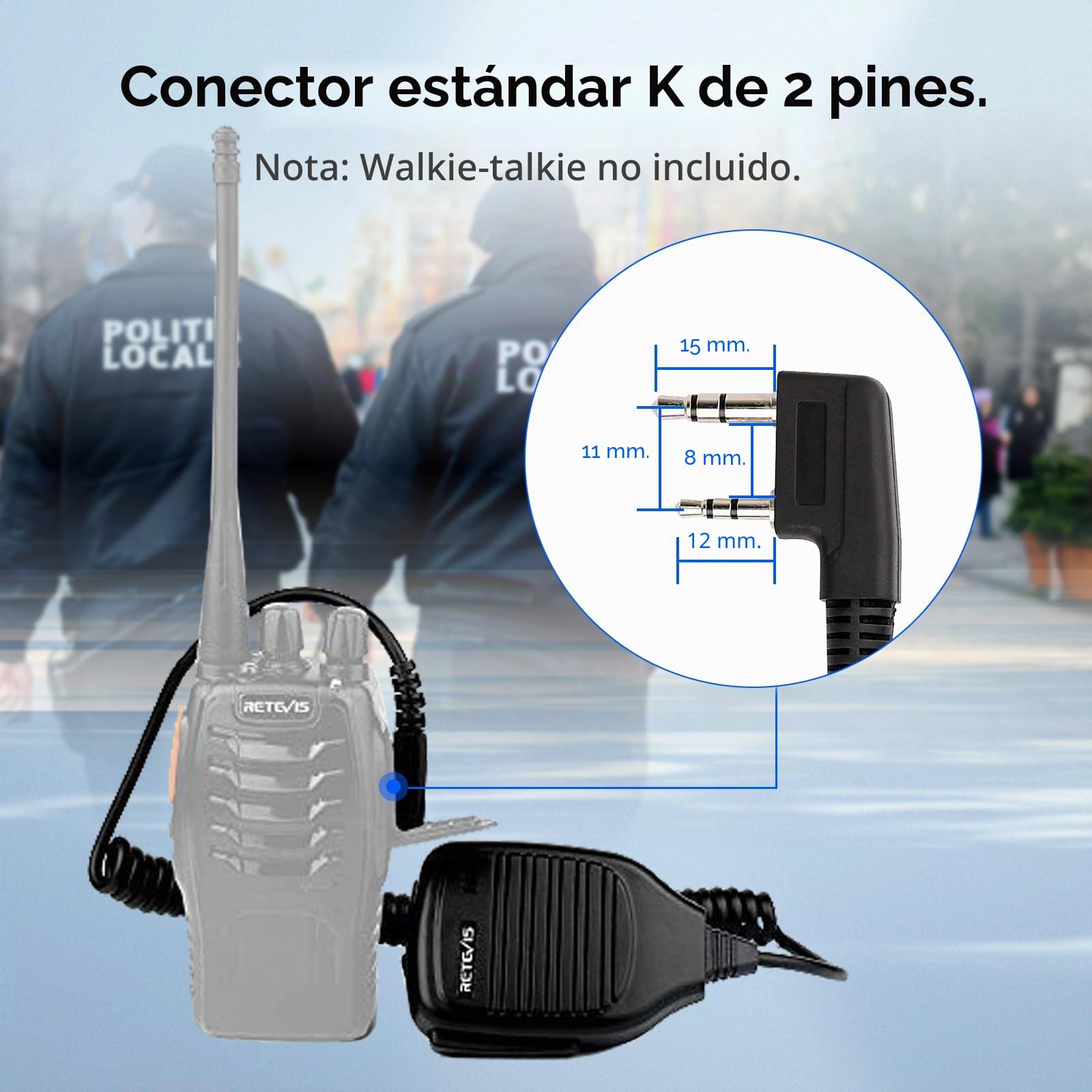 Retevis RT24 Walkie-Talkie Professionali Bundle con Microfono Altoparlante 2 Pin, PMR446 Licenza-Libera con Auricolare, 16 Canali CTCSS/DCS VOX, per Lunga Distanza (4 Radios + 2 Microfoni)