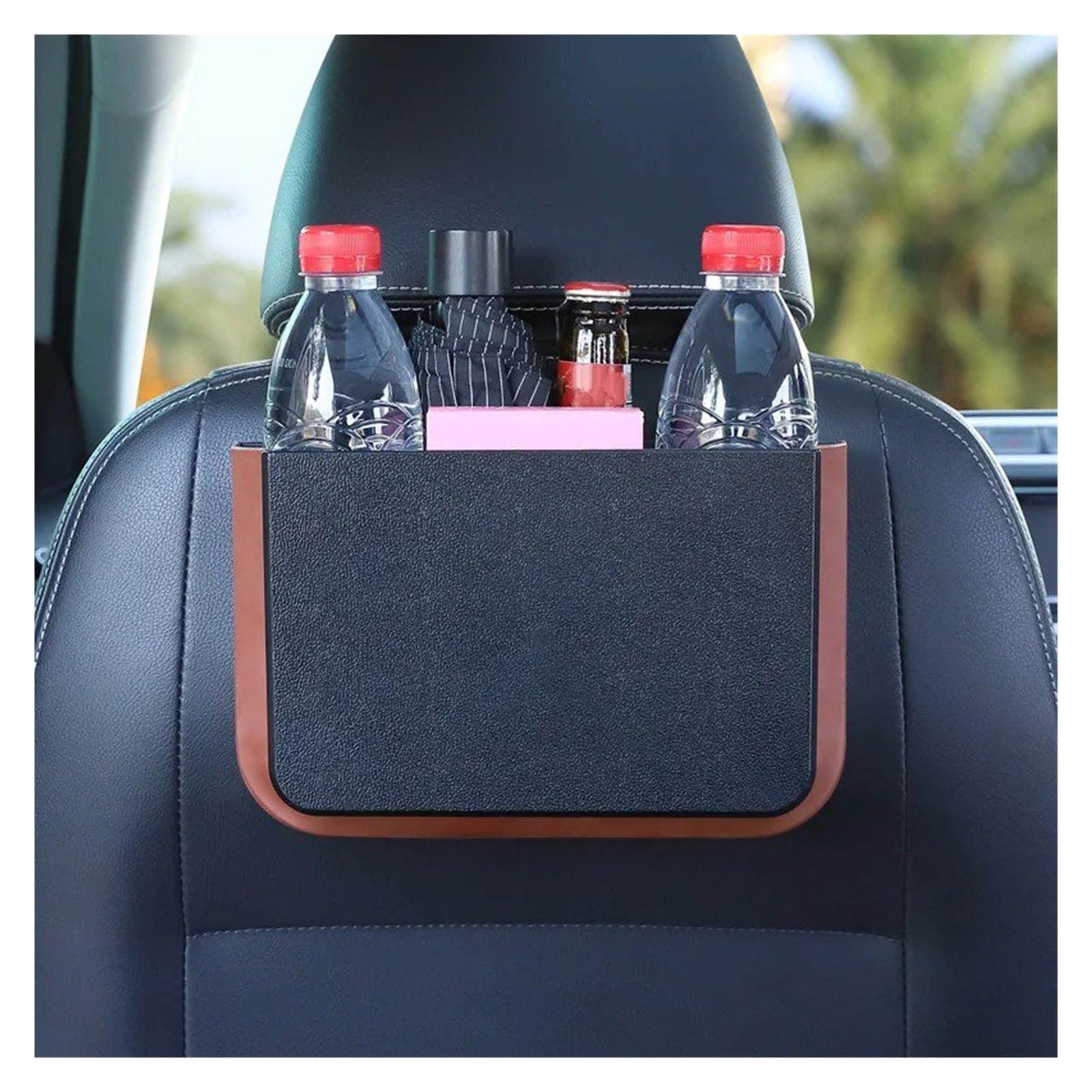 Tntgebfvbg Black Car Bin Car Trash Can Hanging Folding Multi-Functional Garbage Bag With Clip Cars Rubbish Bins(Black)