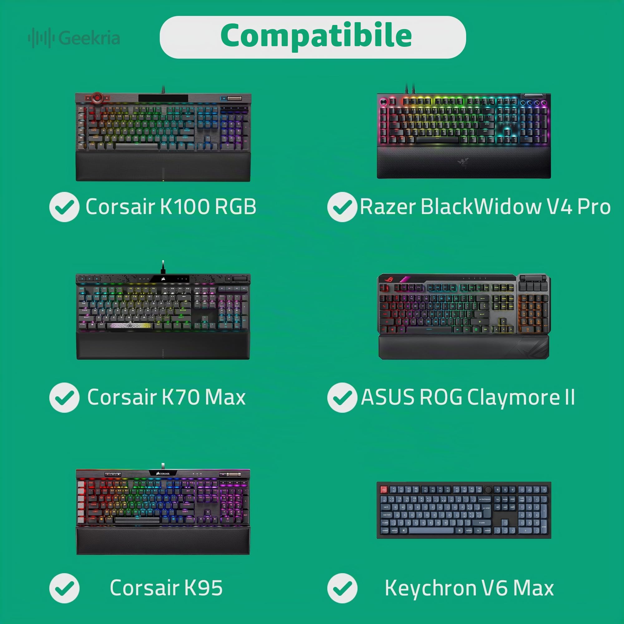 Geekria Custodia per tastiera full-size, custodia rigida da viaggio per tastiera meccanica da gioco per computer da 104 ~ 108 tasti, compatibile con Corsair K100 RGB Mechanical, K95 RGB, Razer