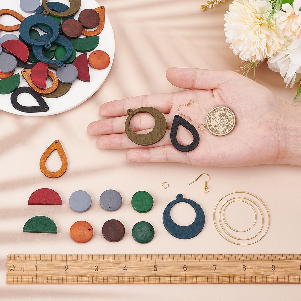 Lot De 120 Tiges à Boucles D'oreilles En Bois, Tête Plate - Pour Création Bijoux DIY, Environ 16x10x15 Mm - 12