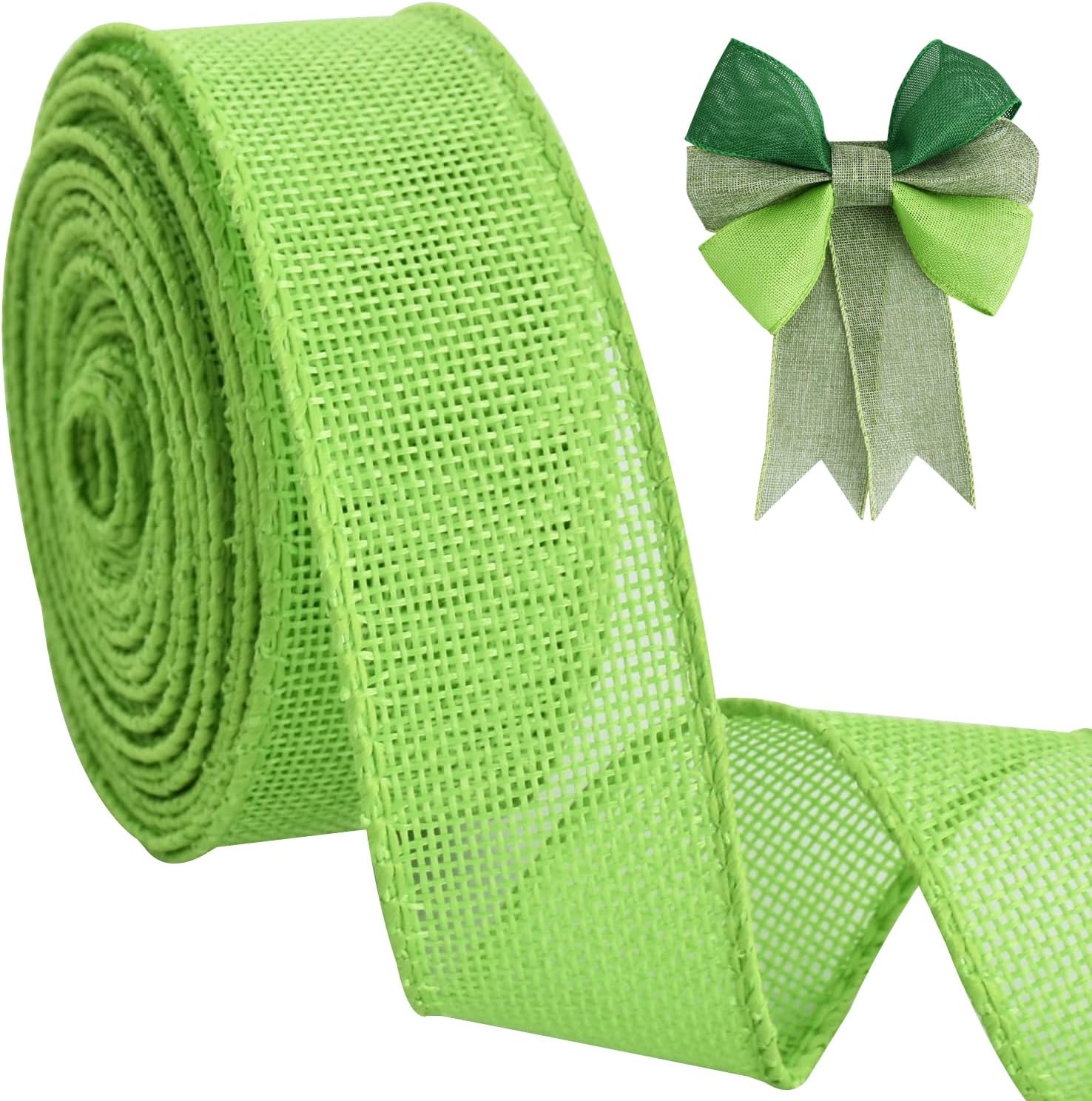 TONIFUL Burlap Wired Ribbon, 11/2 Inch Faux Burlap Ribbons