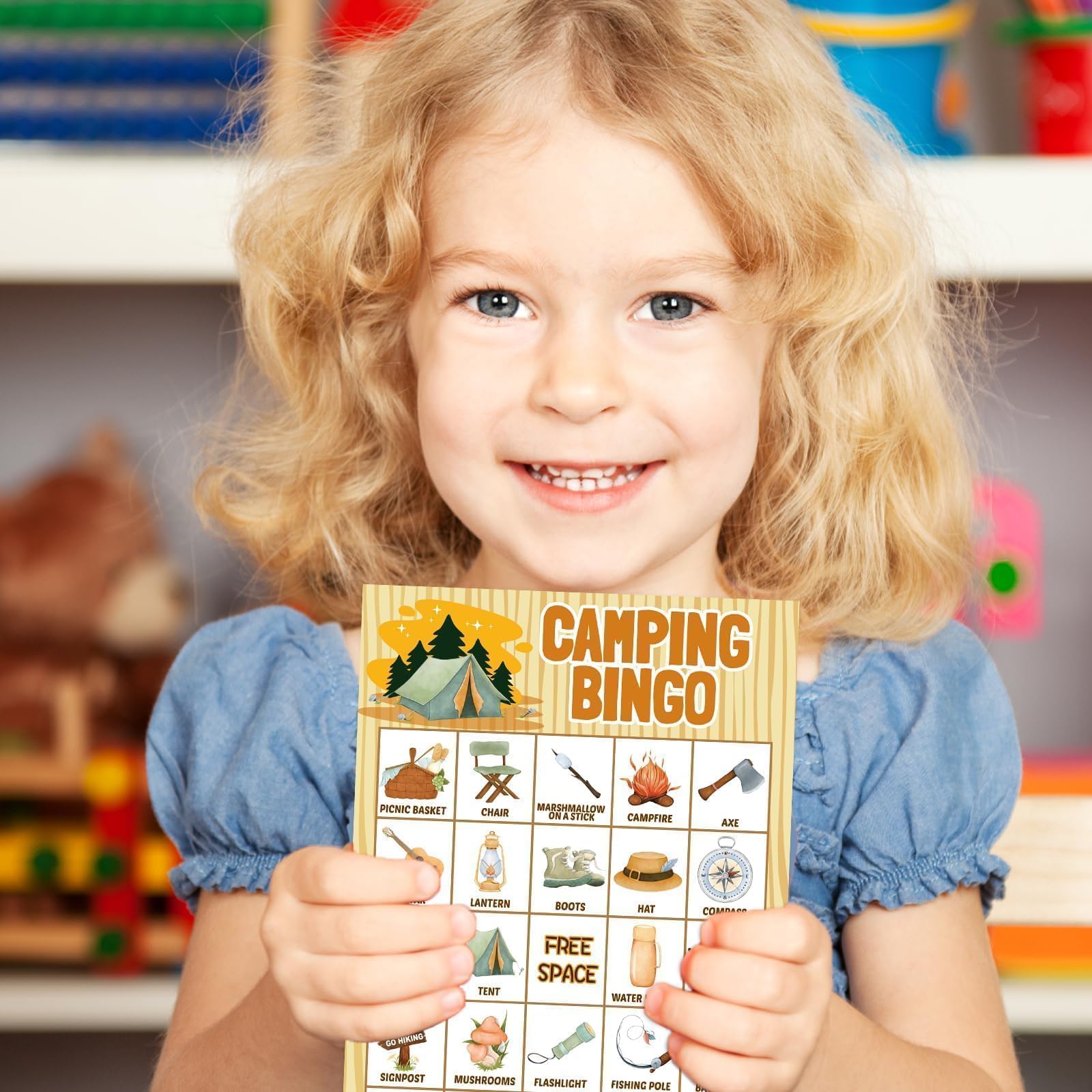 Gioco di bingo da campeggio per bambini, 24 giocatori, all'aperto, ultimo intervento, festa, campeggio, attività di avventura
