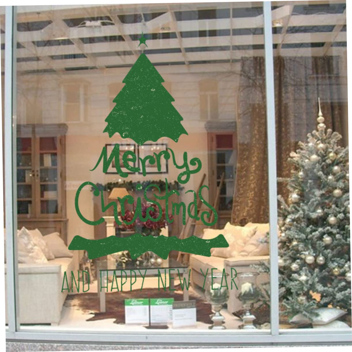 Cabilock 4 Sätze Weihnachtsbaum Wandaufkleber Weihnachtsfeier Ornamente Weihnachtsbeleuchtung Weihnachtsfensteraufkleber Weihnachtsbaum Fensteraufkleber 2 Blatt * 4