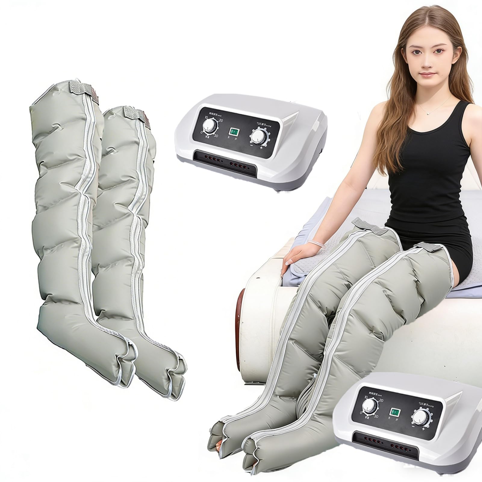 Pressoterapia per Casa per Gambe E Addome︱Linfodrenaggio Lipedema Gambe︱ Elettrico Pressoterapia Massagg per Braccio Vita Gambe︱6 Camere d'Aria Pressoterapia Linfodrenaggio