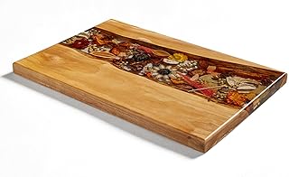 Handcrafted Olive Wood Cutting Board With Unique Floral Artwork, Wedding...