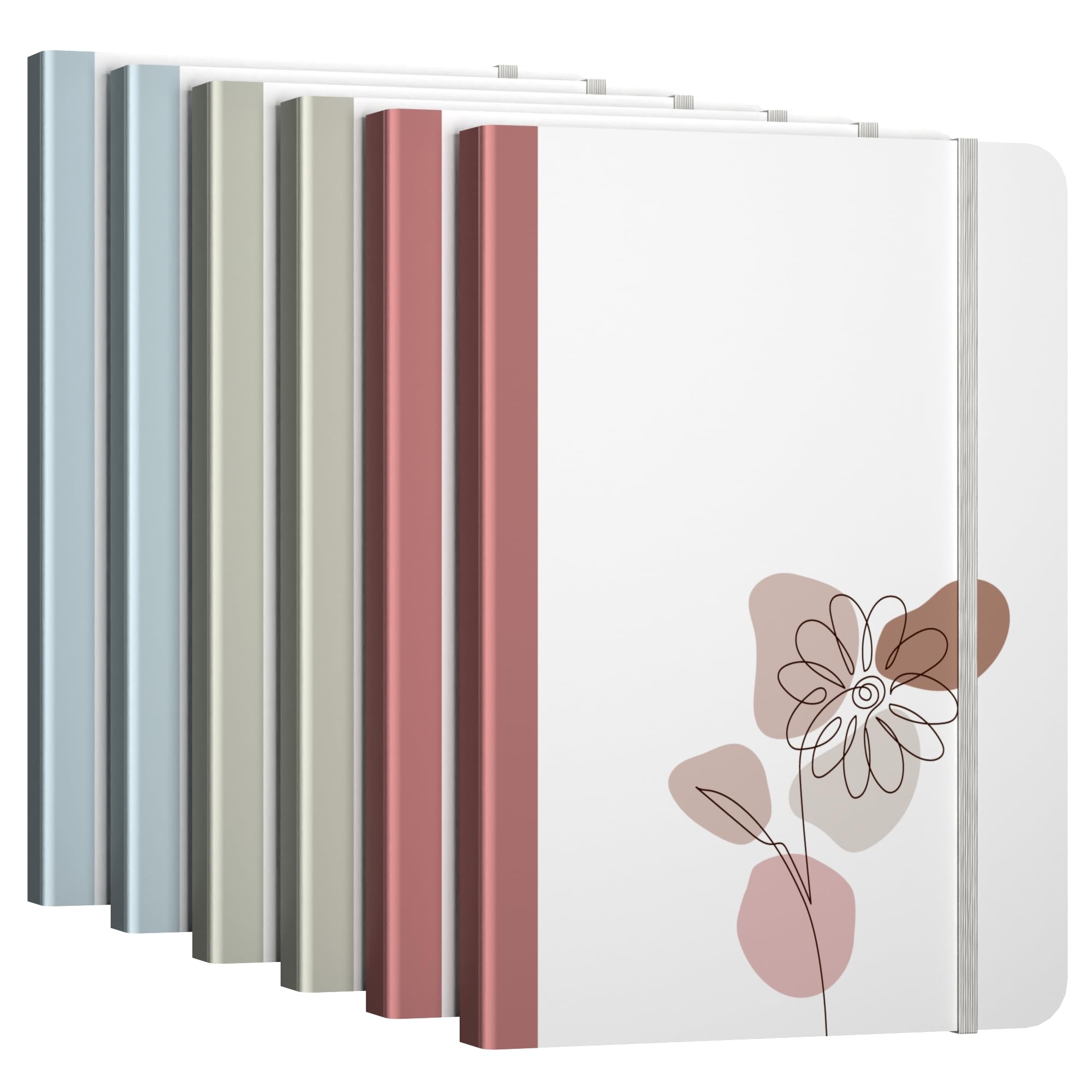 Cuaderno rayado, paquete de 6 cuadernos rayados A5 para mujeres y hombres, 160 páginas, tamaño mediano de 5.75 x 8.25 pulgadas, cuaderno de diario de tapa dura, papel premium de 100 g/m² (paquete de