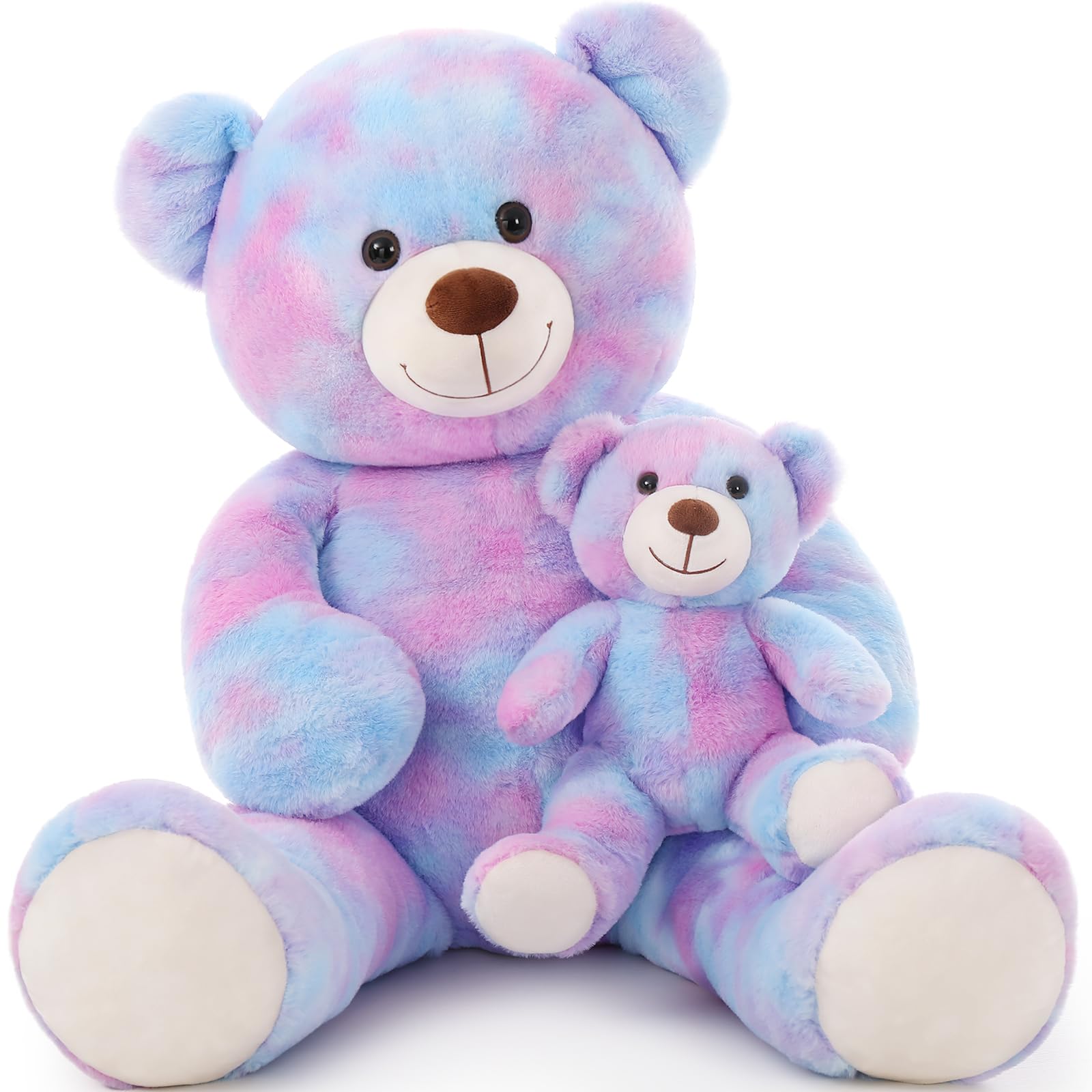 TezituorGiant Stuffed Animal 39in, Large Teddy Mommy with Baby, Big Stuffed Bear for Kids, Girlfriend on Mother's Day, Valentine, Christmas, Baby Shower, Tie-dye Purple