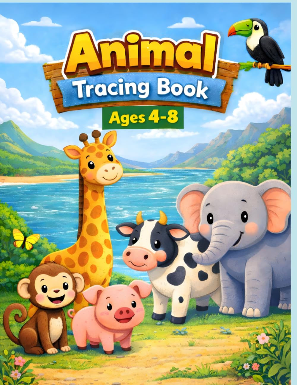 Animal Tracing Book for Kids Ages 4–8: Trace Animals, Uppercase & Lowercase Letters for Handwriting Practice