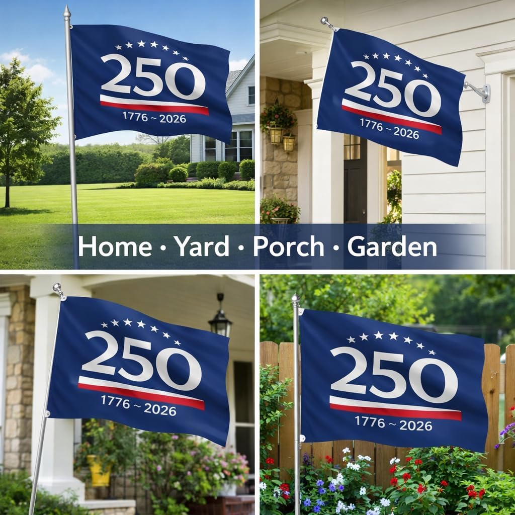 US 250 Flag – 250th Anniversary US Double Sided 3-Ply Outdoor Flag, We The People 1776-2026 Patriotic Yard & House Banner for 4th of July (8, 5X8)