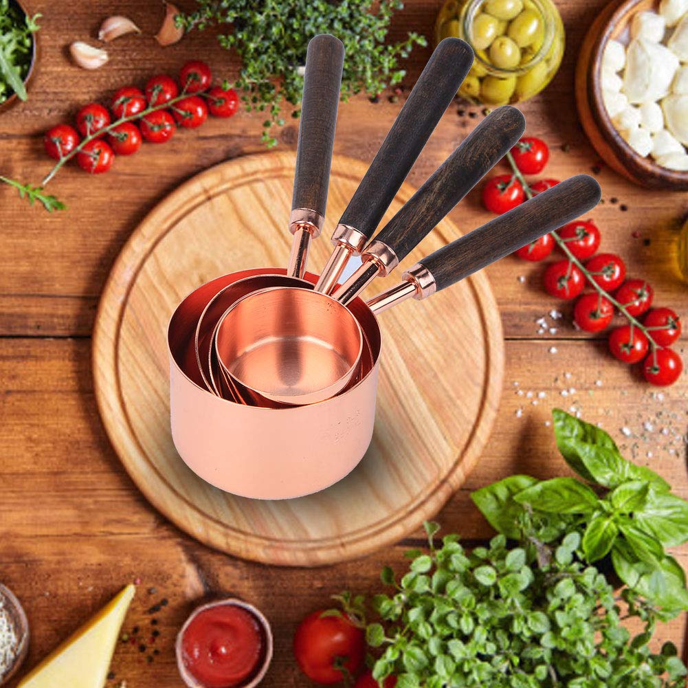 Juego de 4 Cucharas Medidoras,Cuchara Medidora Hornear de Oro Rosa,Herramienta Medici¨®n Cocina Diferentes Tama?os,Accesorio de Cocina de Acero Inoxidable 304 Grado Alimenticio