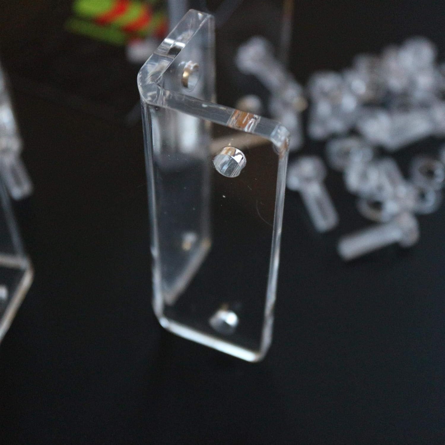 4 x V2, 5mm Thickness, Angled L Brackets, Polished Clear Transparent Acrylic + 20x M5 Bolts, Clear Right Angle Bracket, Corner