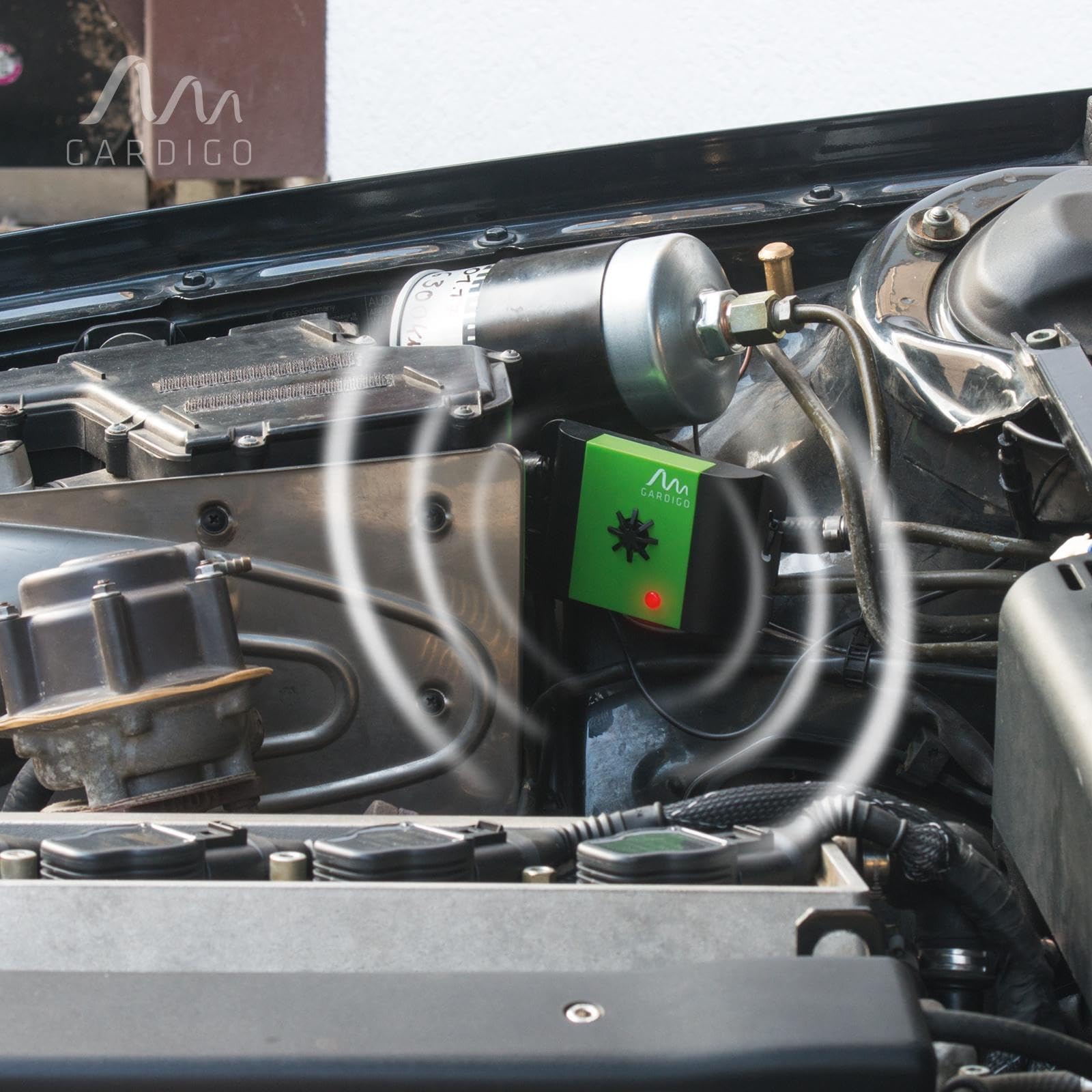 Gardigo Anti-Martre Ultrason Voiture 12V – Répulsif Électronique Anti-Fouine Rongeurs, Branchement Batterie, Efficace & Économique