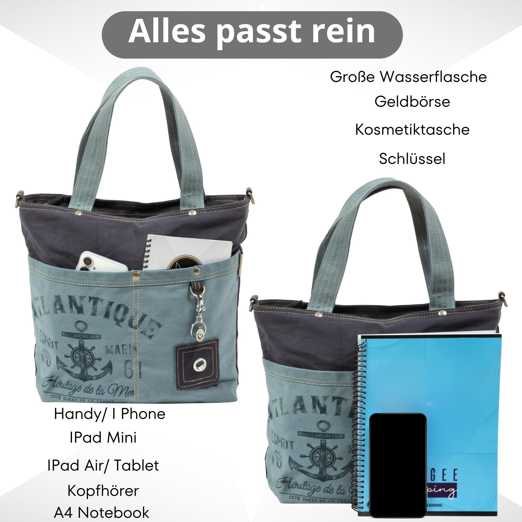 Sunsa Maritim Anker Design Handtasche. Damen Canvas Schultertasche, blau