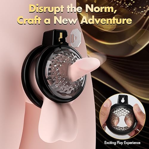 Miniatura 3 de Jaula de castidad masculina, jaula de pene suave y ligera con 6 tamaños de anillos, cómodo dispositivo de castidad para hombres, perfecto para uso a