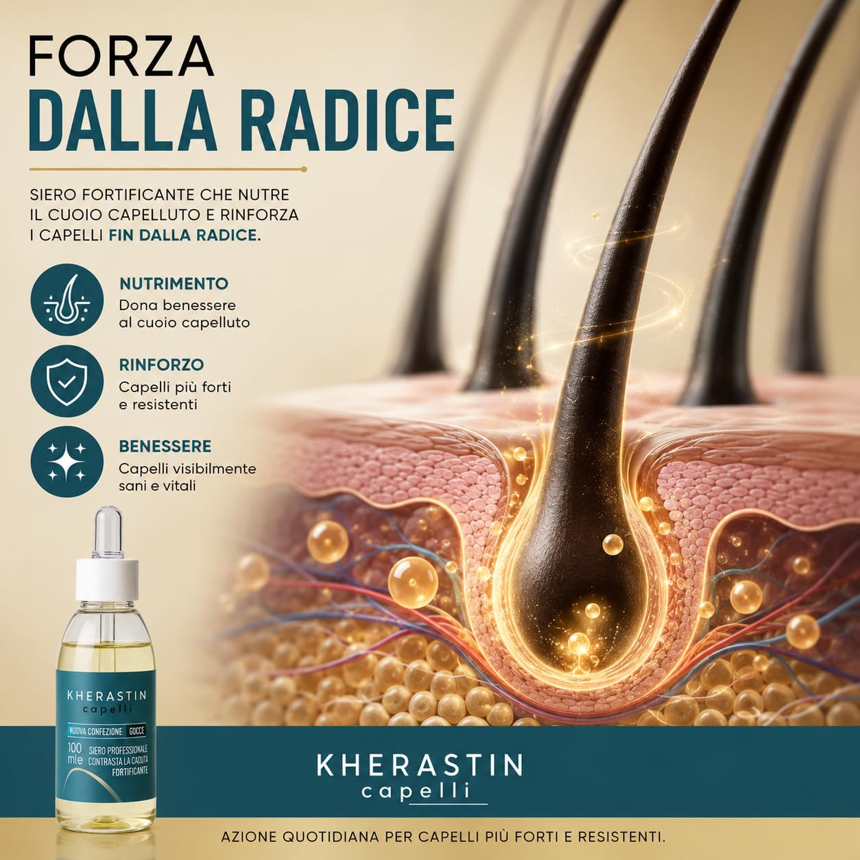 Kherastin Gocce 200ml Trattamento Anticaduta Capelli Uomo Donna | Extra Forte, Rinforza Bulbo, Stimola Ricrescita, Fortificante Naturale